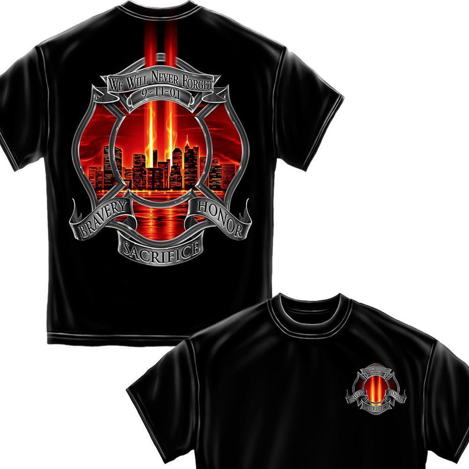 Never Forget 911 Firefighter T-Shirt-Military Republic
