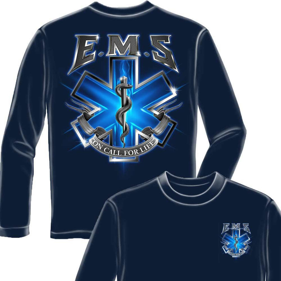 On Call For Life EMS Navy T-Shirt-Military Republic