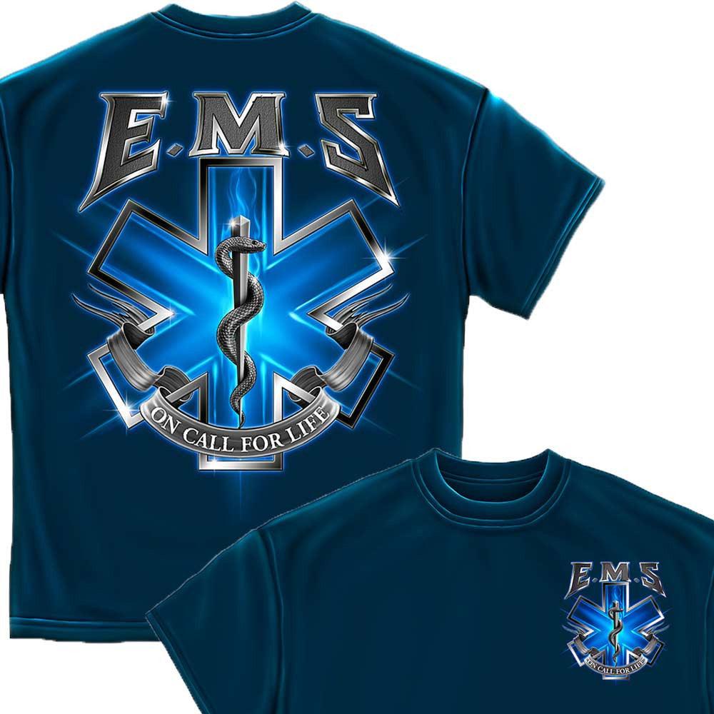 On Call For Life EMS Navy T-Shirt-Military Republic