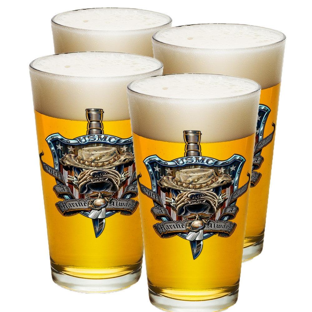 Once A Marine Always A Marine Pint Glasses-Military Republic