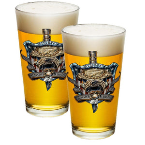 Once A Marine Always A Marine Pint Glasses-Military Republic