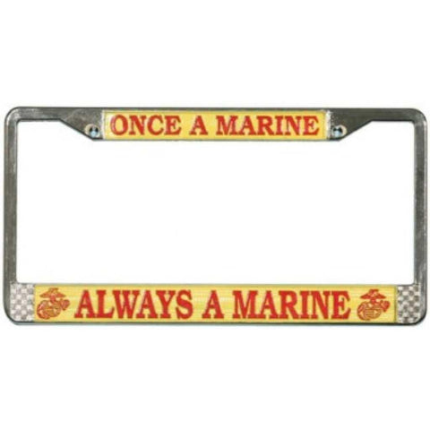Once A Marine Always A Marine Chrome License Plate Frame - Military Republic