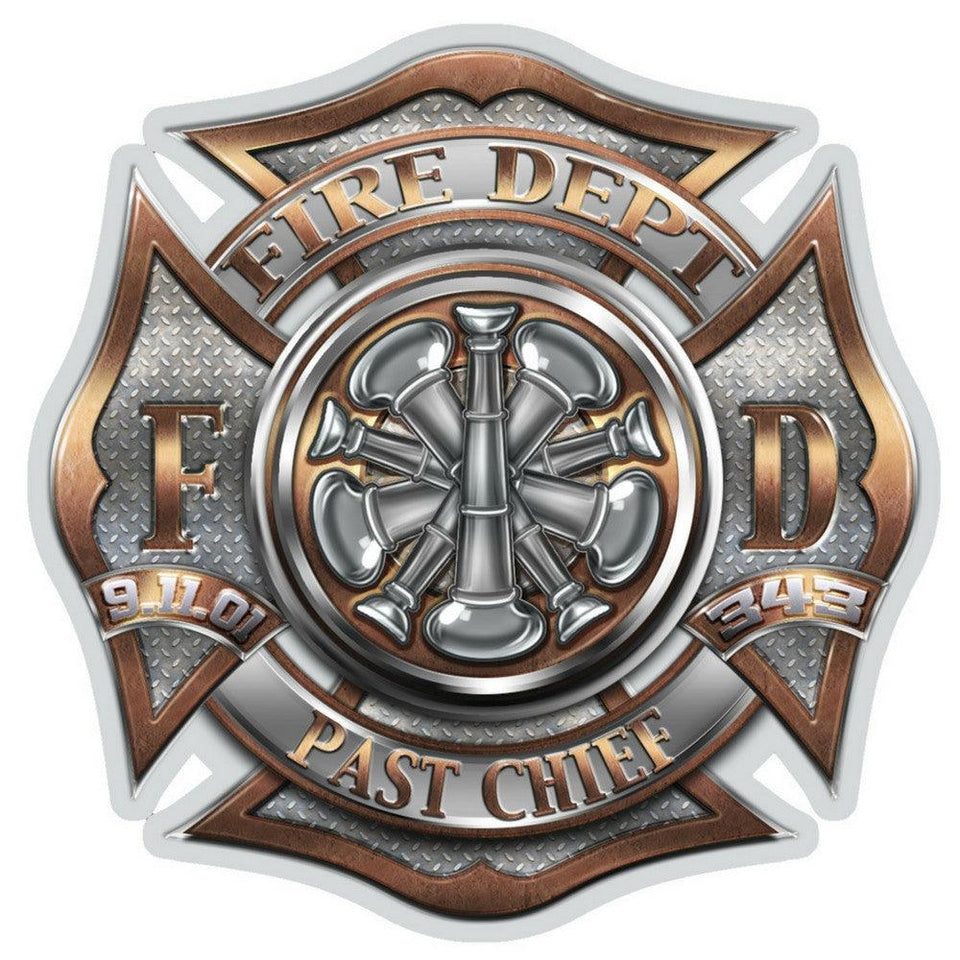 Past Chief Bugle Ranking Firefighter Decal-Military Republic