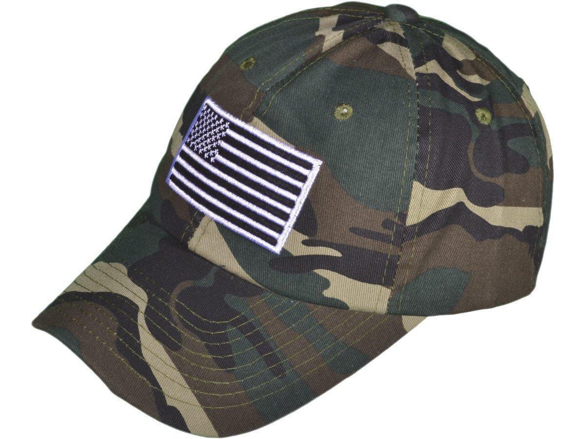 Patriotic USA Flag Embroidered Hat (Black and Green Camo)-Military Republic