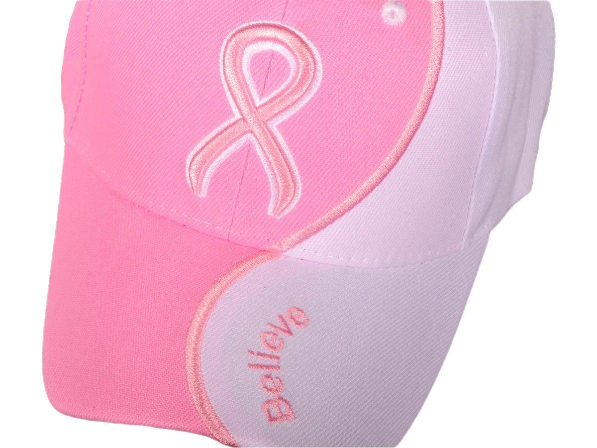 Pink Ribbon Breast Cancer Awareness Baseball Cap with "Believe" Embroidery - Military Republic