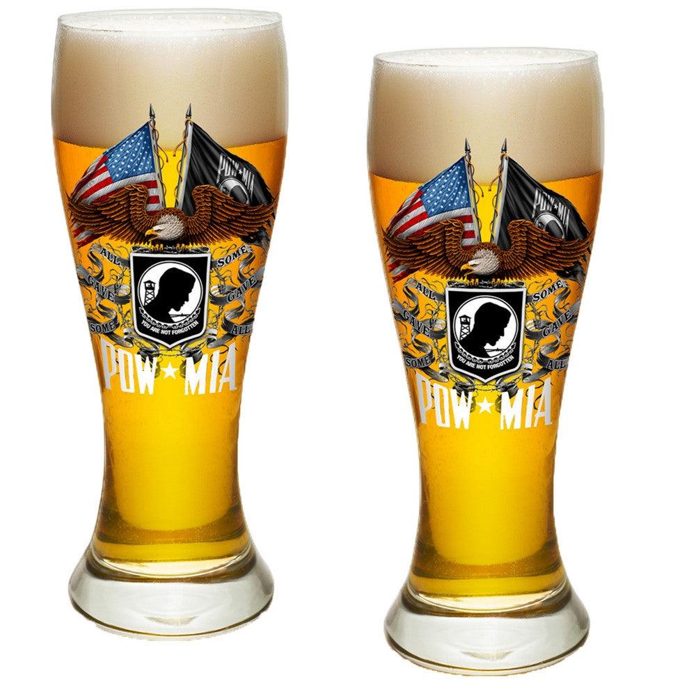 POW MIA Double Flag Pilsner Glass Set-Military Republic