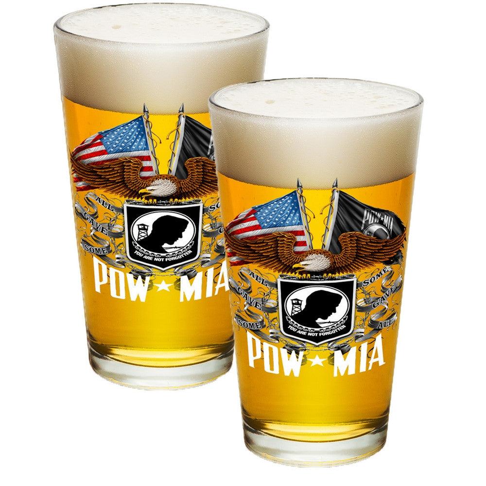 POW MIA Double Flag Pint Glasses-Military Republic