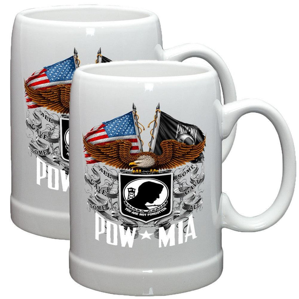 POW MIA Double Flag Stoneware Mug Set-Military Republic