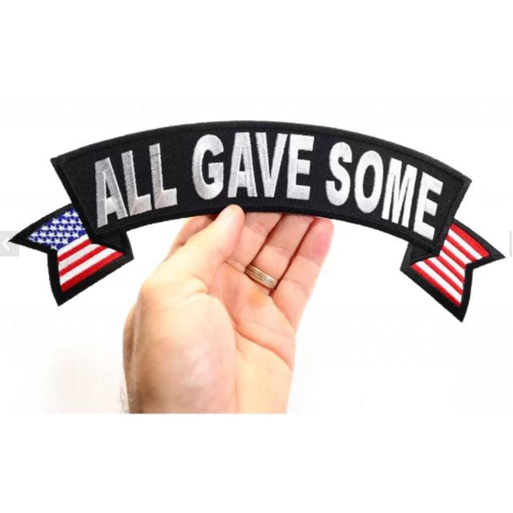 All Gave Some Top Rocker Veteran Patch With US Flags - 11x4 inch - Military Republic