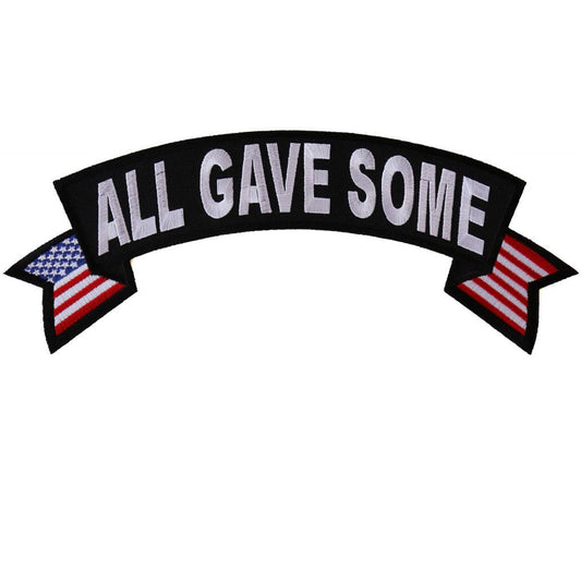 All Gave Some Top Rocker Veteran Patch With US Flags - 11x4 inch - Military Republic