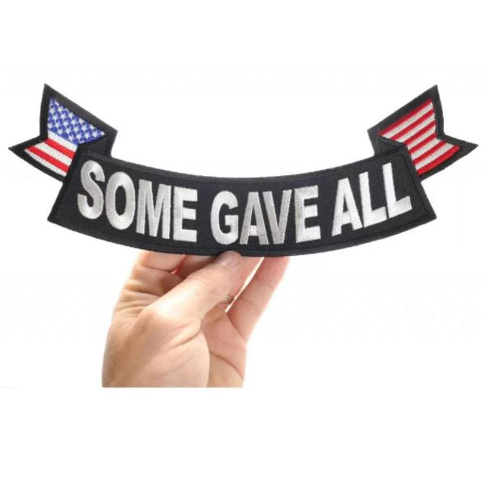 Some Gave All Lower Veteran Rocker Patch With US Flag on Edges - 11x4 inch - Military Republic
