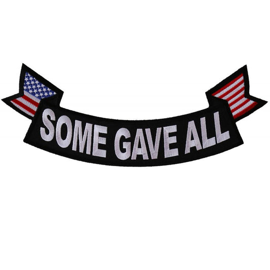 Some Gave All Lower Veteran Rocker Patch With US Flag on Edges - 11x4 inch - Military Republic