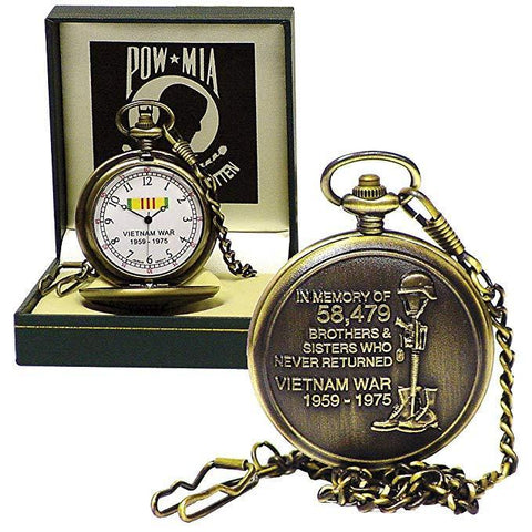 POW MIA Vietnam War Memorial Pocket Watch With Gift Box - Military Republic