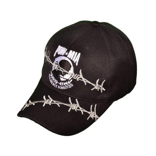 POW★MIA Barbed Wire Baseball Hat - Black - Military Republic