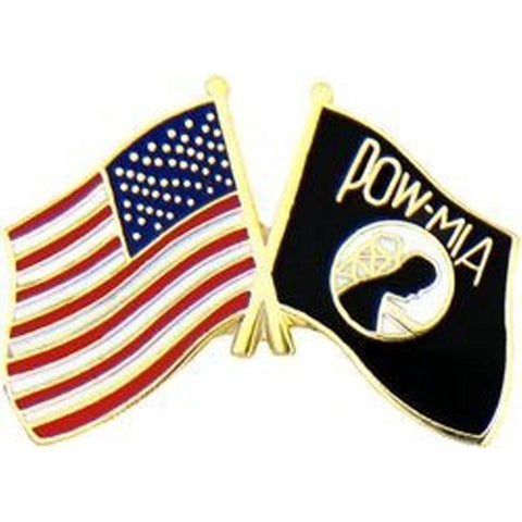 POW/MIA Symbol and United States Double Flag Pin (7/8") - Military Republic