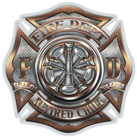 Retired Chief Bugle Ranking Firefighter Decal-Military Republic