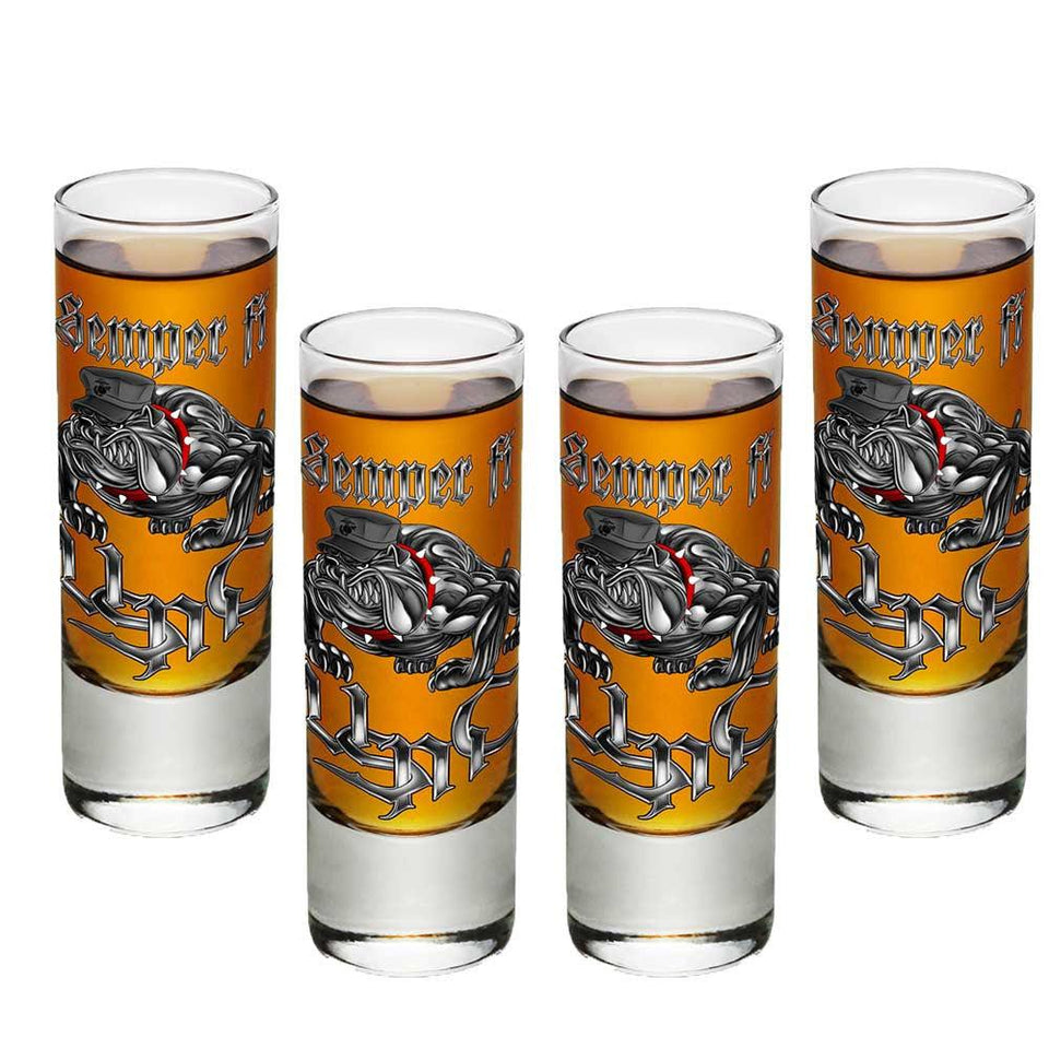 Semper Fi Chrome Shot Glasses-Military Republic