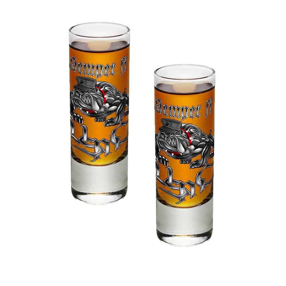 Semper Fi Chrome Shot Glasses-Military Republic
