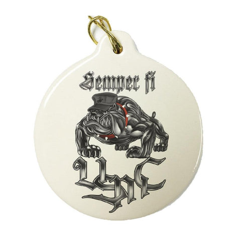 Semper Fi USMC Chrome Dog Christmas Ornament-Military Republic