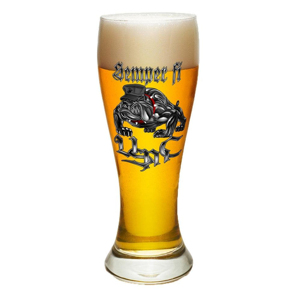 Semper Fidelis Chrome Pilsner Glasses Set-Military Republic