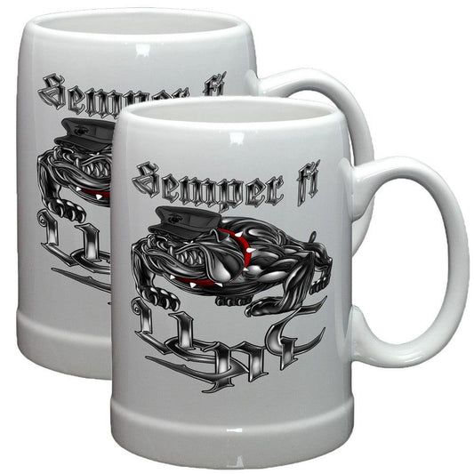 Semper Fidelis Chrome Stoneware Mug Set-Military Republic