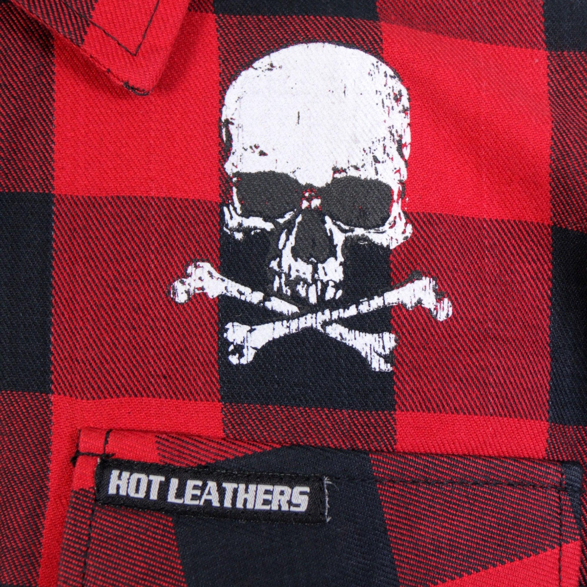 Long Sleeve Skull Bones Biker Flannel Shirt for Men - Military Republic