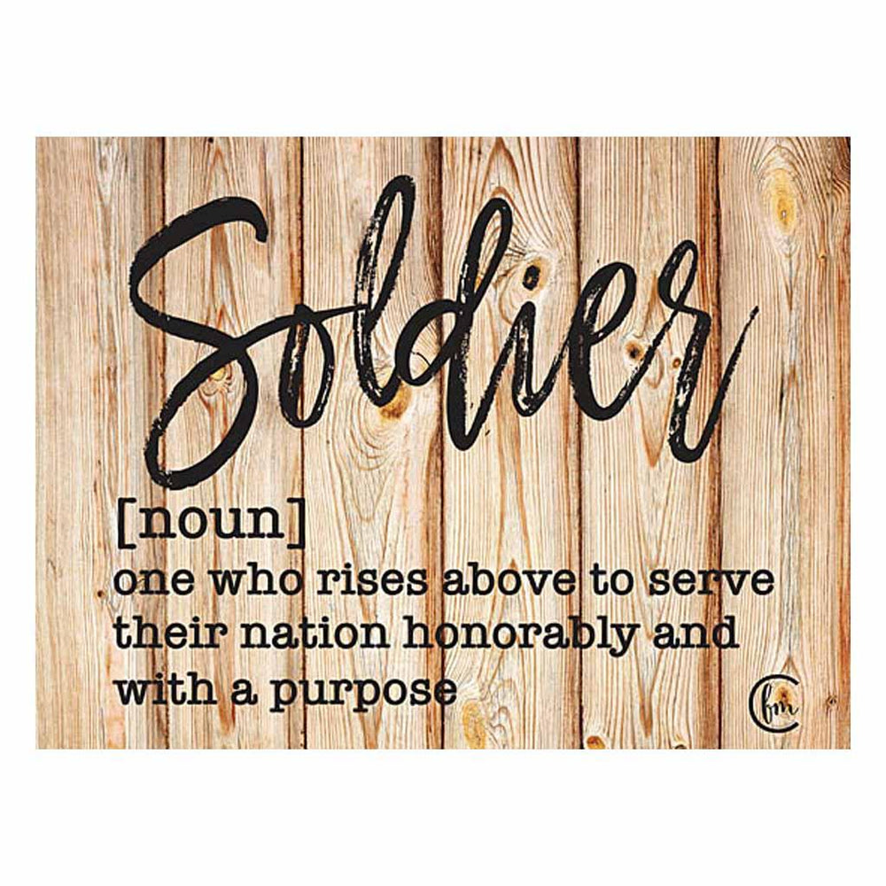 Soldier Definition Printed Wooden Block Sign - Military Republic