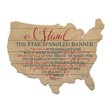 Star Spangled Banner - I Stand - Wood Cutout USA Map - Military Republic