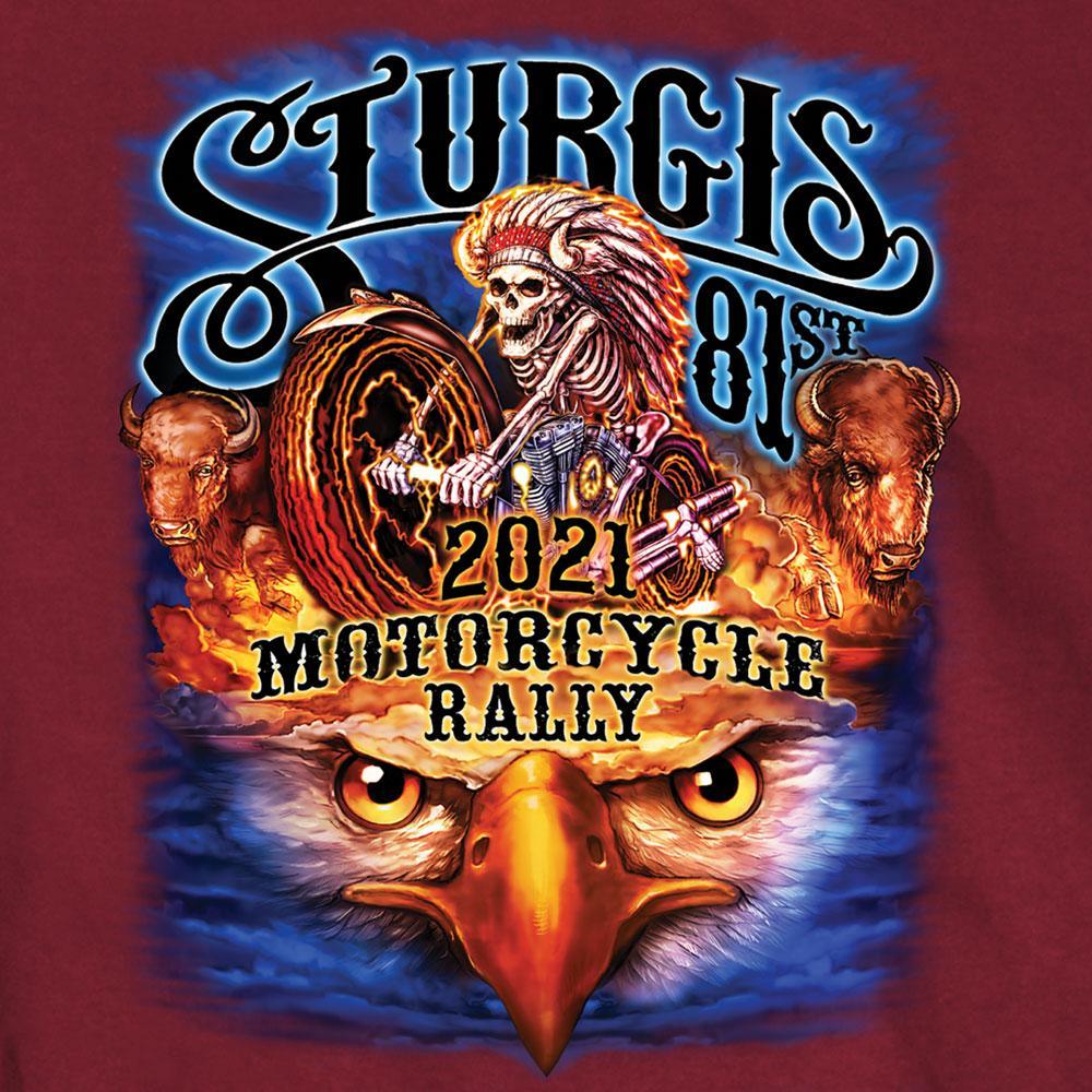 Sturgis 2021 Motorcycle Rally #1 Design American Spirit T-Shirt - Maroon - Military Republic