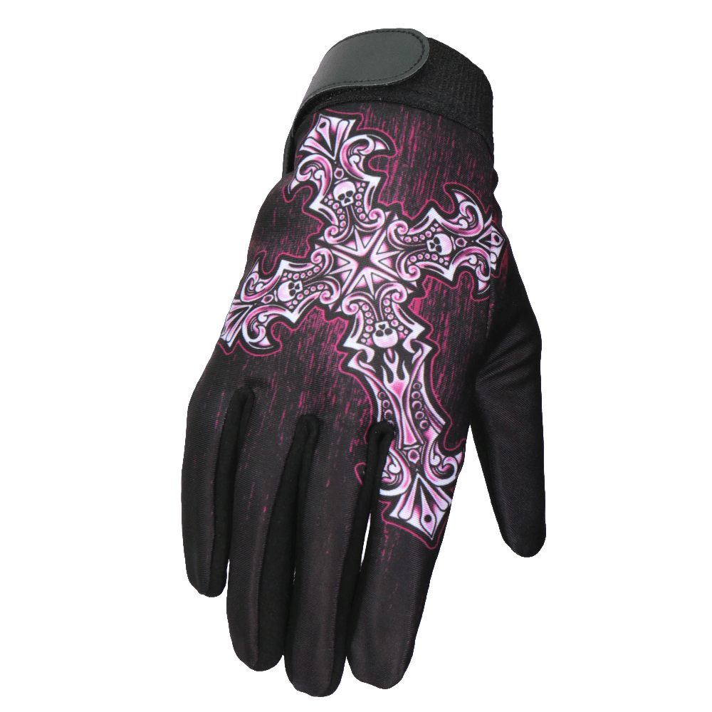 Sublimated Gothic Cross Motorcycle Gloves - Military Republic