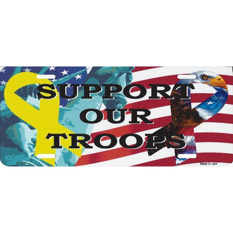 Support Our Troops Metal License Plate - Military Republic
