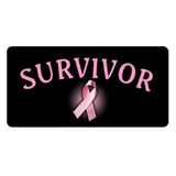Survivor Pink Ribbon On Black License Plate - Military Republic