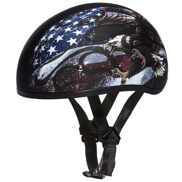 Soar High Flying Bald Eagle and Flag Motorcycle Half Helmet - Military Republic