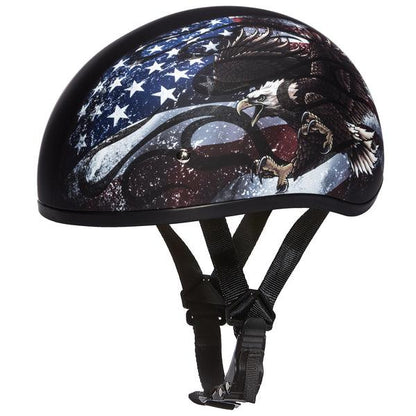 Soar High Flying Bald Eagle and Flag Motorcycle Half Helmet - Military Republic