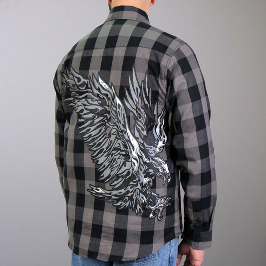 Long Sleeve Tribal Eagle Biker Flannel Shirt for Men - Military Republic