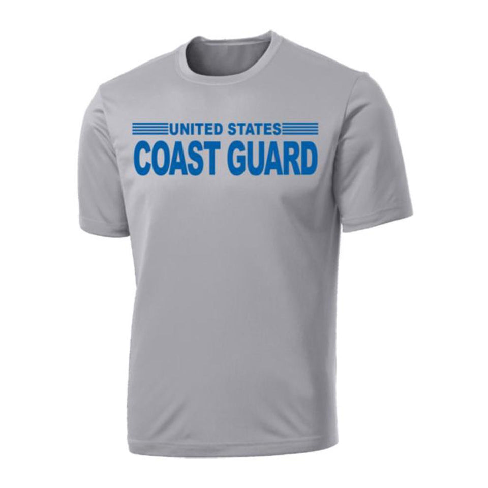 United Coast Guard Stripe Full Front on Grey Performance T-Shirt - Military Republic
