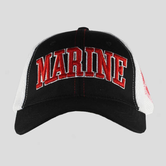 United States Marines Corps Black & White Mesh Printed Cap - Military Republic