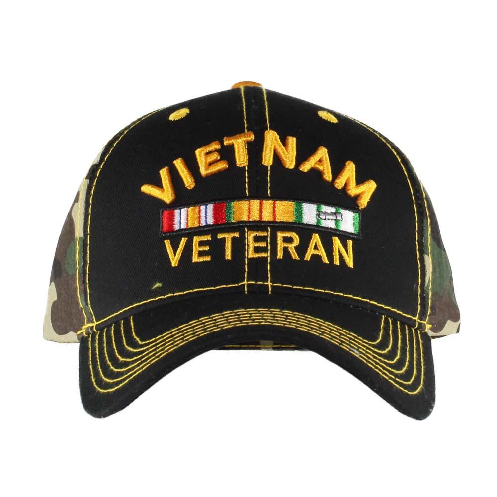 United States Vietnam Veteran Black on Camo Cap - Military Republic