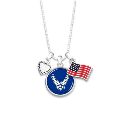 U.S. Air Force 3 Charm Necklace with American Flag - Military Republic