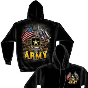 US Army Double Flag Hoodie + 2" Decal-Military Republic