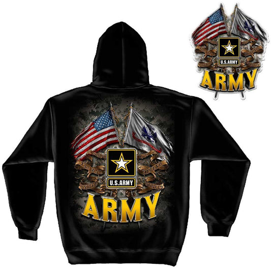 US Army Double Flag Hoodie + 2" Decal-Military Republic