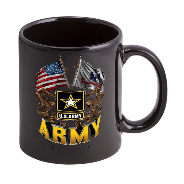 US Army Double Flag with Army Star Logo Stoneware Mug Set