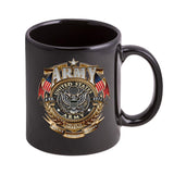 US Army Gold Shield Logo on a Black Stoneware Mug - Military Republic