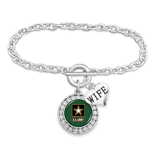 U.S. Army Round Crystal Bracelet for Wife - Military Republic