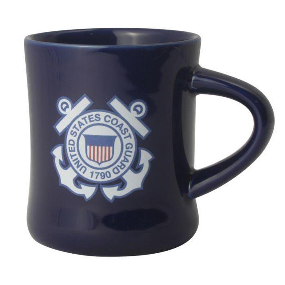 U.S. Coast Guard Crest on 8oz Blue Diner Mug - Military Republic