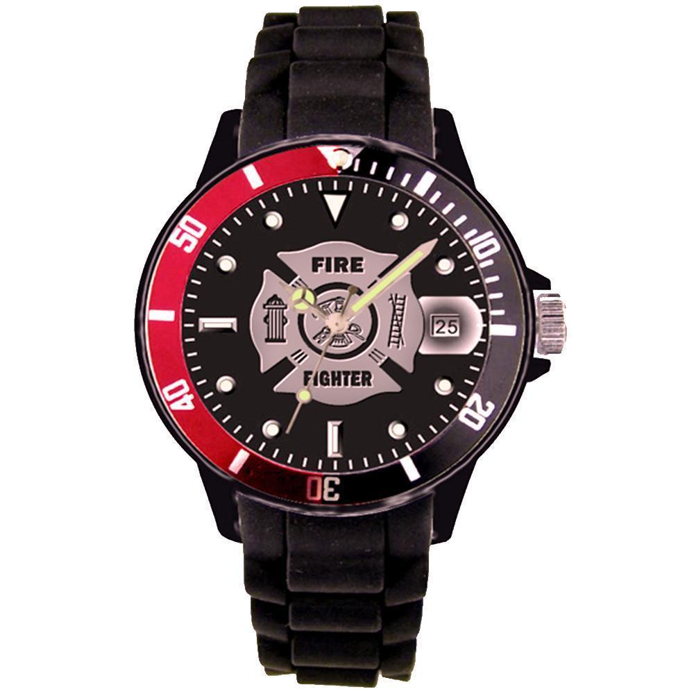 US Firefighter Red/Black Rotating Bezel Wrist Watch-Military Republic