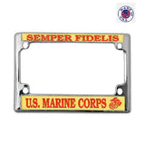 US Marine Corps Semper Fidelis Chrome Metal Motorcycle License Plate Frame - Military Republic