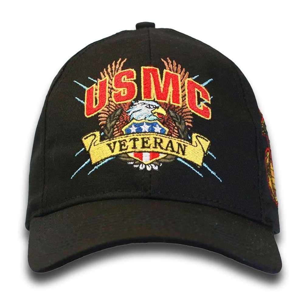 U.S. Marine Veteran Cap with Eagle & Flag-Military Republic