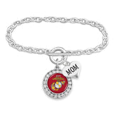 U.S. Marines Round Crystal Bracelet for Mom - Military Republic