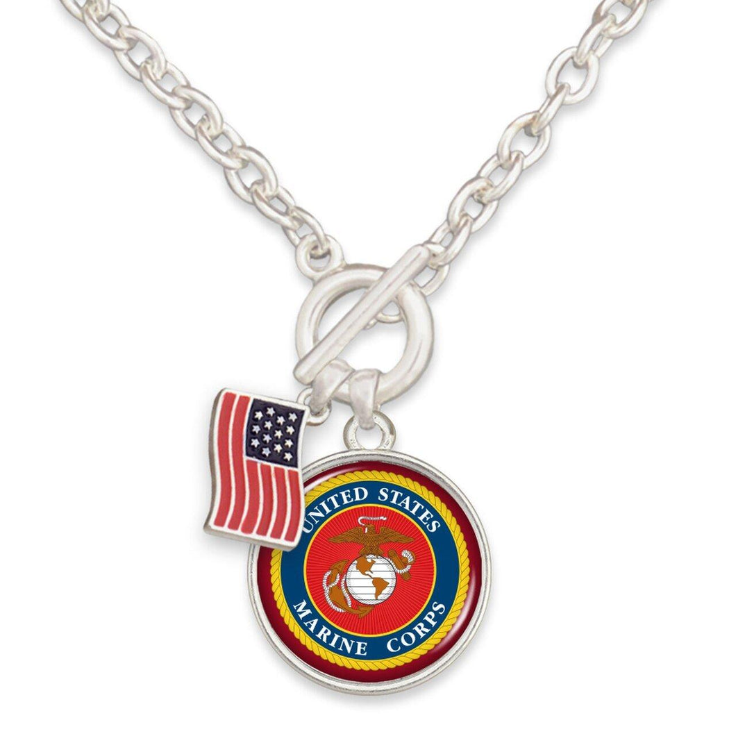 U.S. Marines Toggle Necklace with American Flag - Military Republic